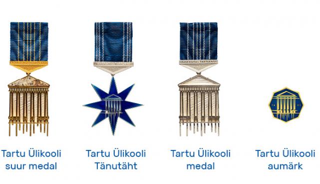 Tartu Ülikooli teenetemärgid. 
